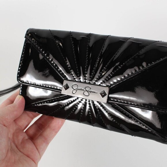 Jessica Simpson Black Patent Leather Wallet, Wristlet, NWT - Picture 3 of 8